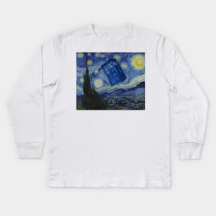 Starry Night Tardis Kids Long Sleeve T-Shirt